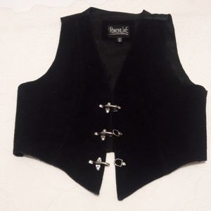Black suede vest with silver buckles